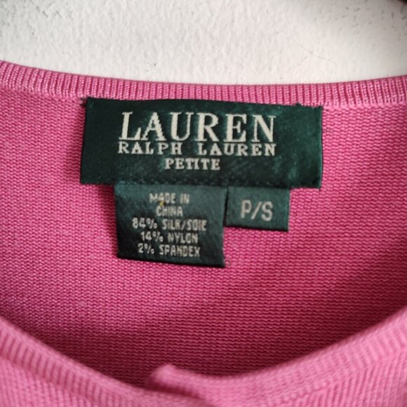 Ladies SZ PS Lauren Ralph Lauren Pink Silk Cardigan - Picture 3 of 3